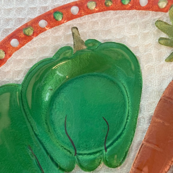 Lori Siebert For Silverstein Glass Fusion Vegetable Pattern Serving Dish - Picture 3 of 7
